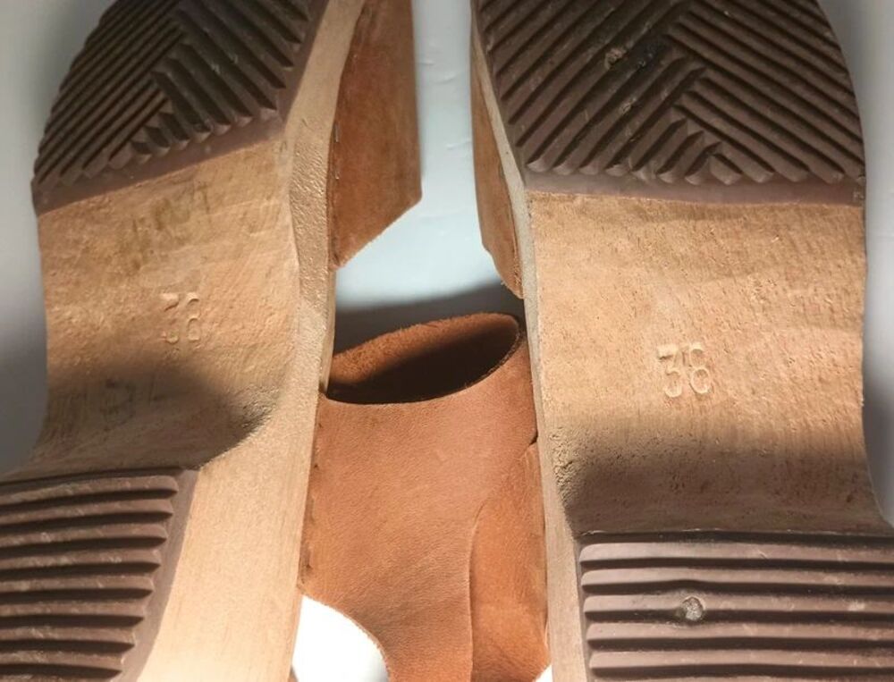 Lotta's Stockholm Wood Leather Highwood Brown Clogs Nubuck Leather 38/7.5 - Picture 12 of 12